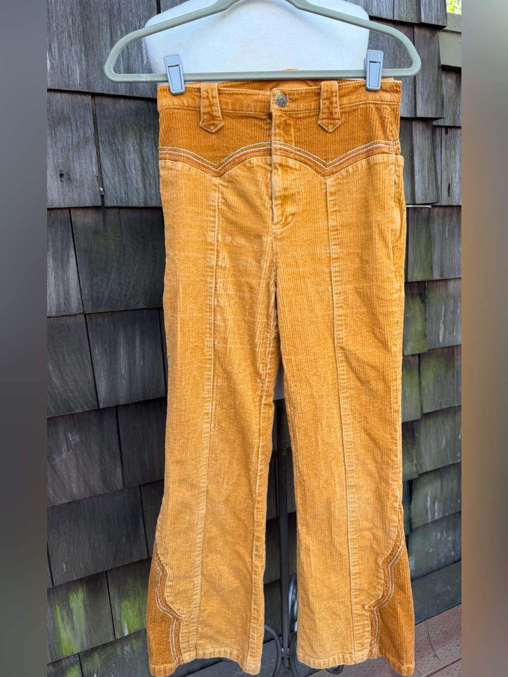 Rock Culture cord jeans pants amber orange Cinnamon Girl design Sz S/XS.